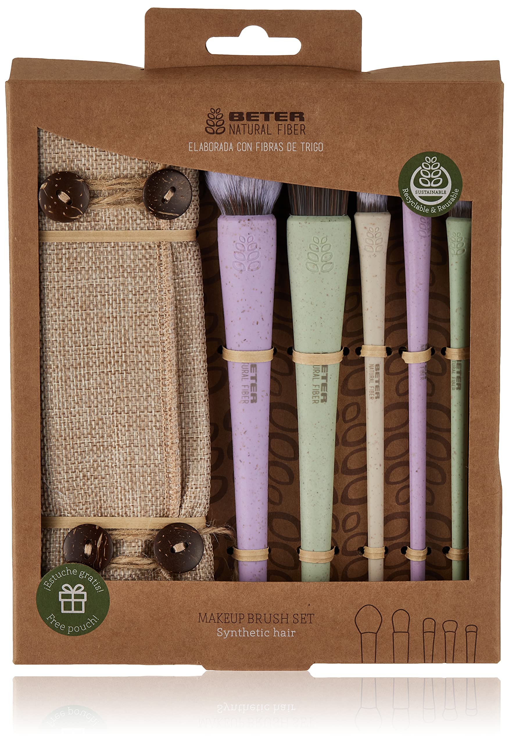 Beter Natural Fiber Makeup Set – 5 Eco-Friendly Synthetic Brushes