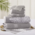 Modern Threads Artesia Damask 6-Piece 100% Cotton Jacquard Towel Set - Grey