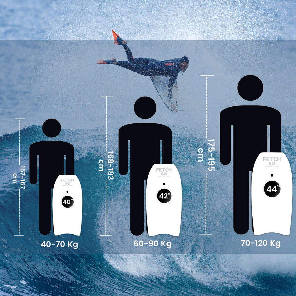 Fetch 50 Performance Bodyboard with Stringer and Coiled Leash – 44 Inch