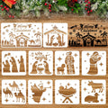 HOWAF 10-Piece Nativity Scene Stencils – Reusable Plastic Christmas Templates