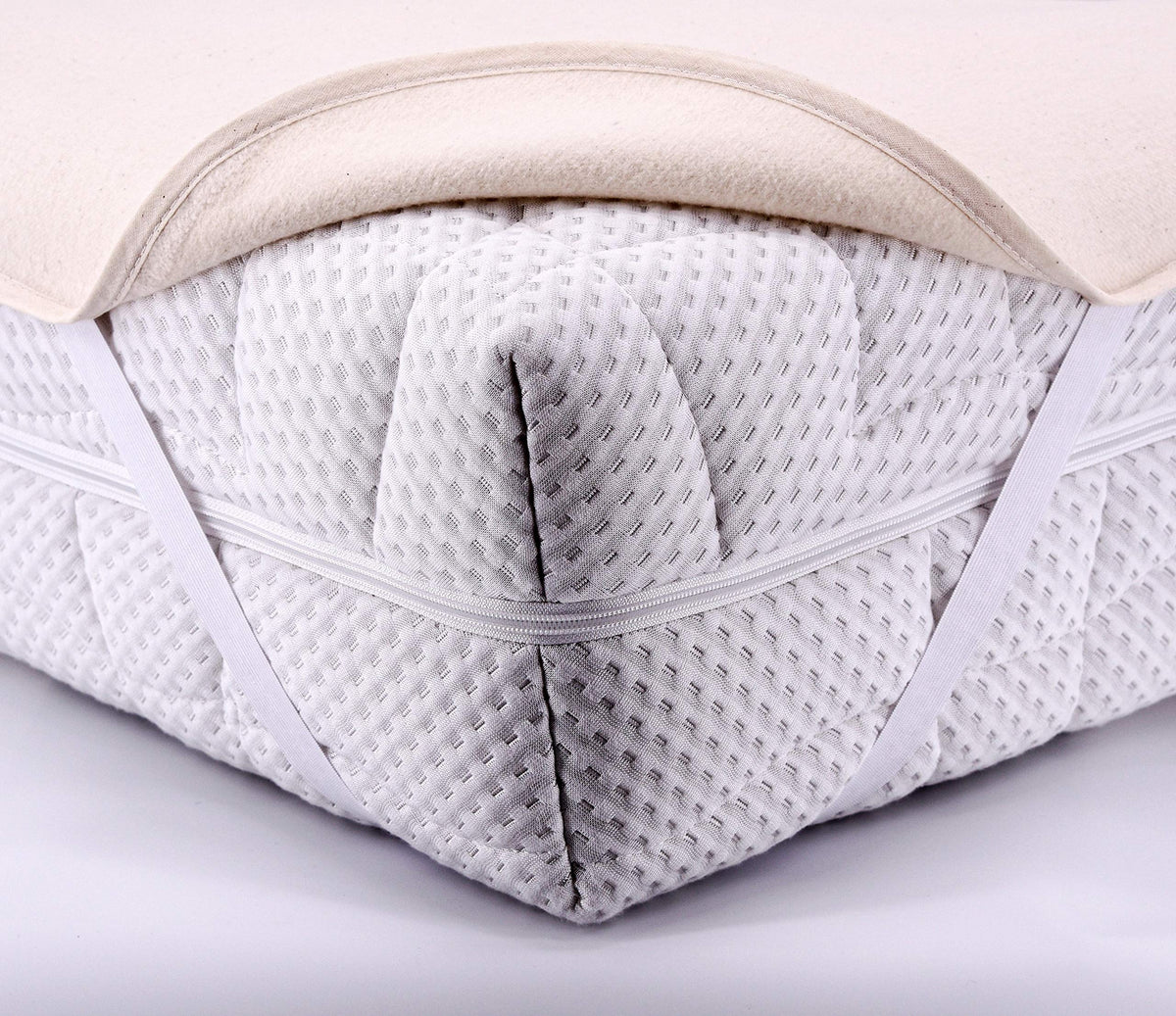 Setex kalmuck mattress protector, corner rubber, 100% cotton, classic, raw white, 2107, Cotton, natural, 140 x 200 cm