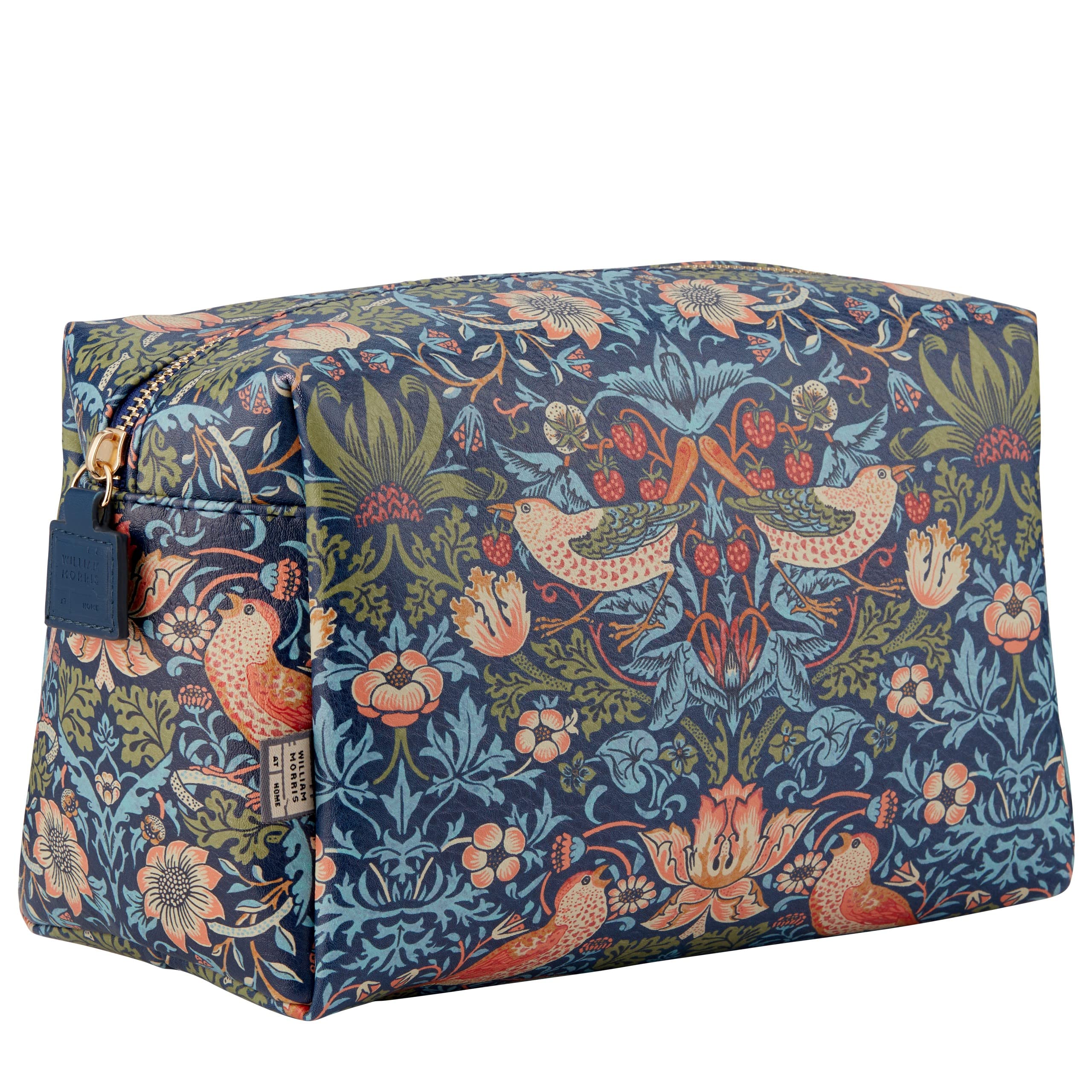 William Morris at Home Large Navy Wash Bag | Vegan Leather Toiletry Case