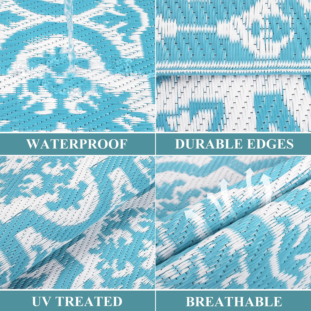 Enyhom Reversible Outdoor Rug | 180x270cm Waterproof Plastic Straw Mat