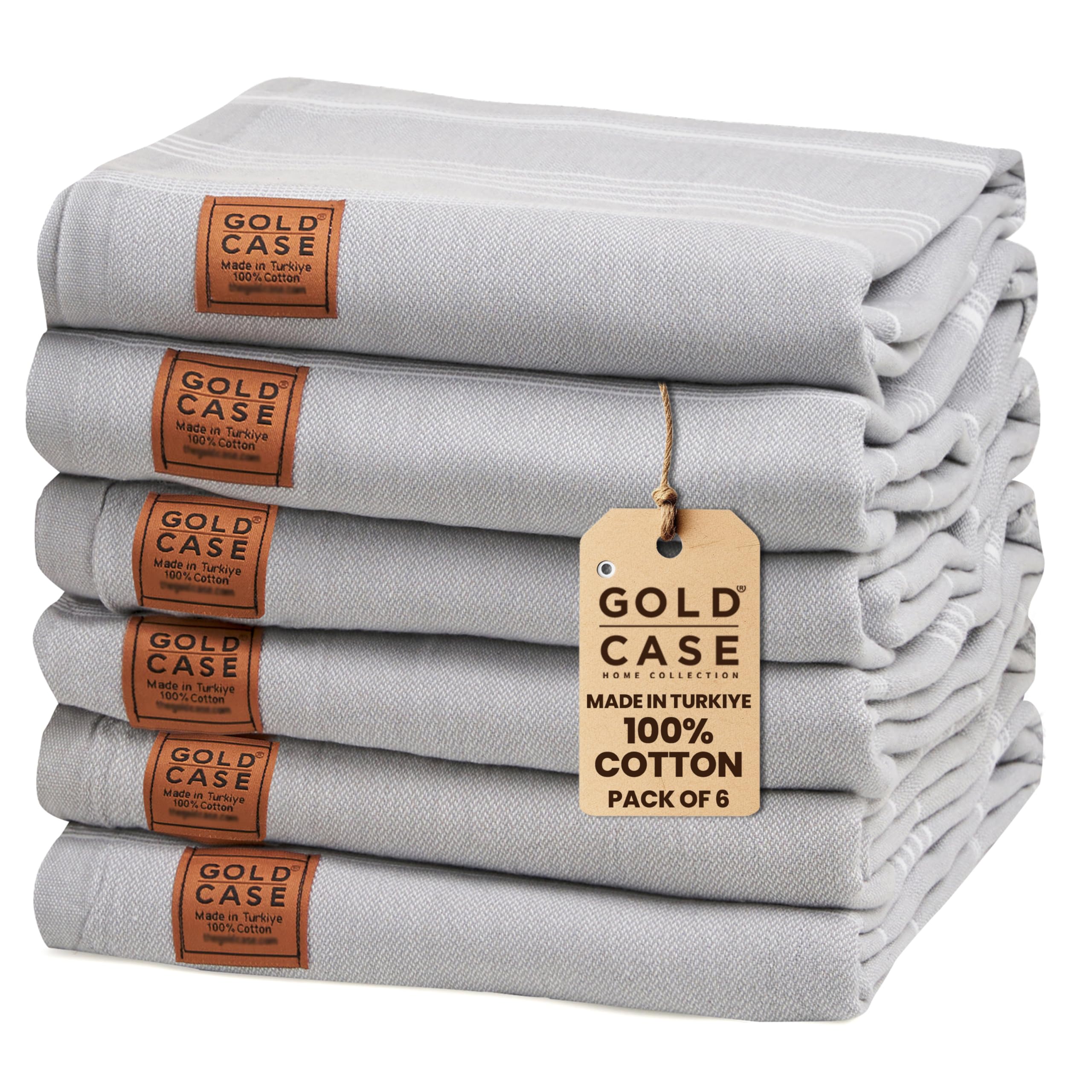 Gold CASE Lycia Turkish Beach Towel Set of 6 - 100% Cotton Sand Free