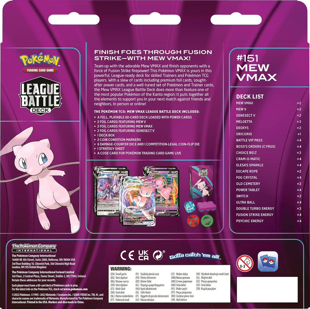 Pokemon TCG: Mew VMAX League Battle Deck – 60-Card Playable Set
