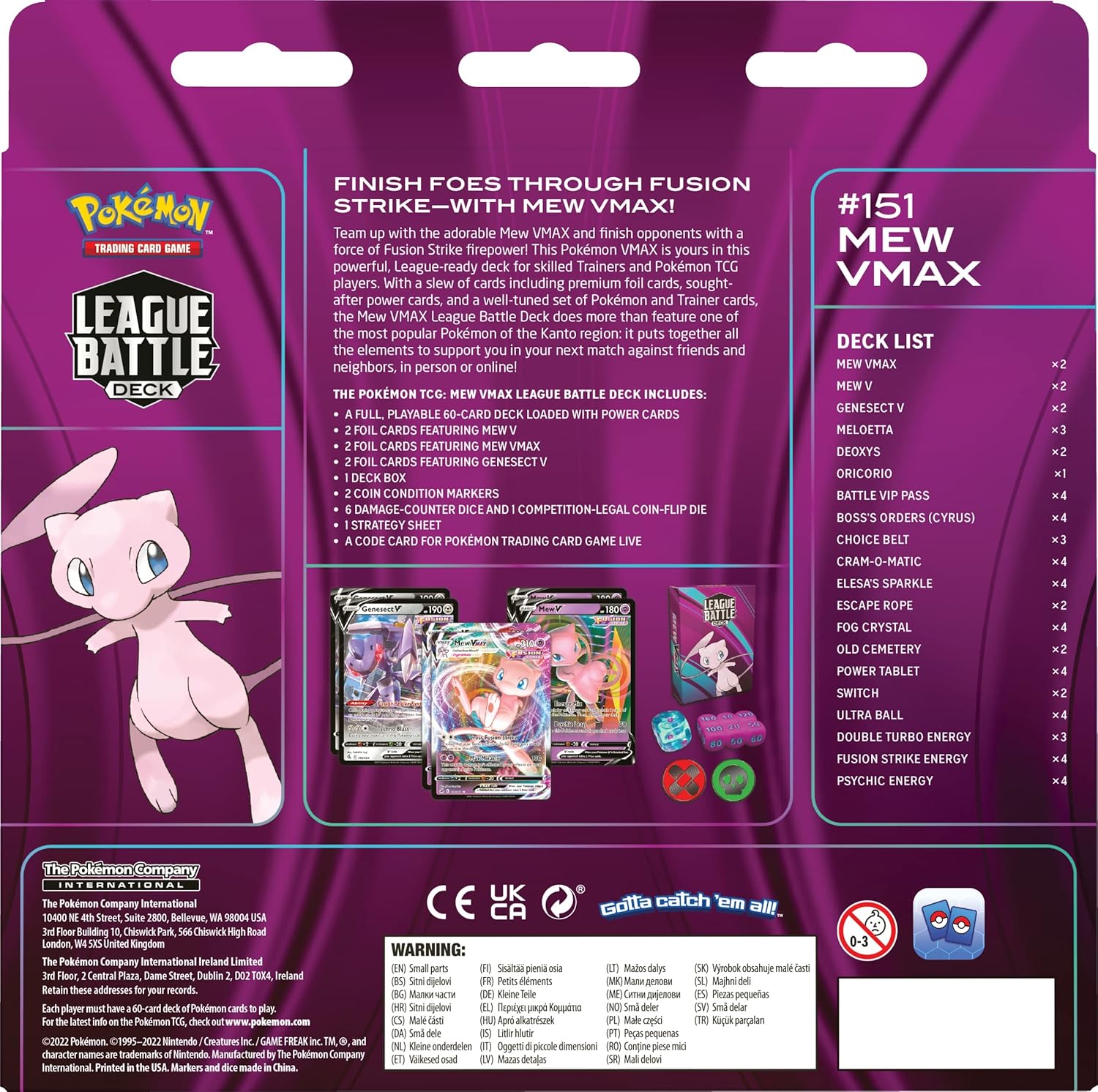 Pokemon TCG: Mew VMAX League Battle Deck – 60-Card Playable Set