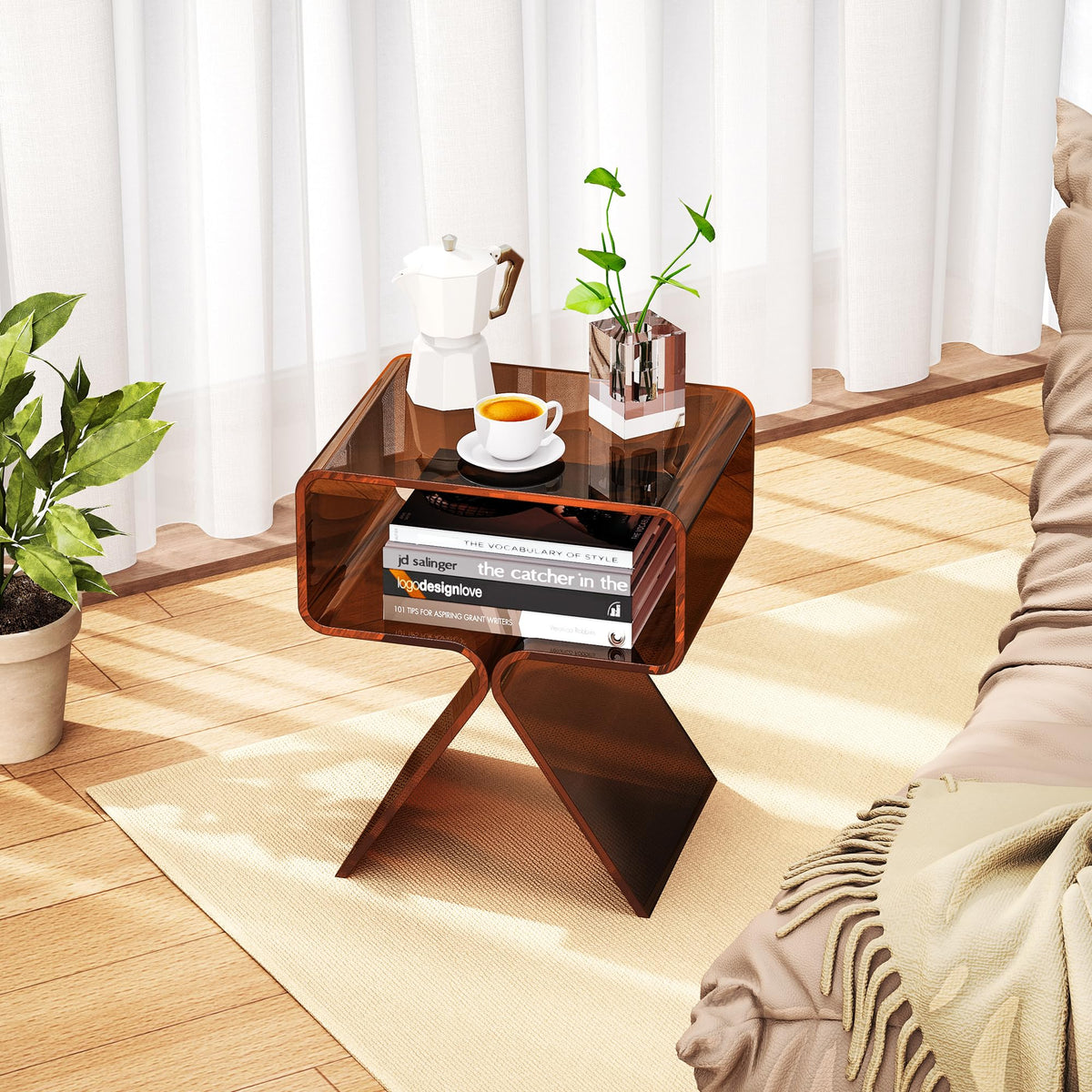 solaround Acrylic Side Table, No Assembly, 39 x 30 x 45 cm, Dark Brown - image 2