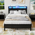 Diahomy 4ft6 Double Bed Frame with Storage Headboard&LED Lights,Black