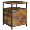 VASAGLE Industrial Bedside Table – 2-Drawer Side Table, Rustic Brown