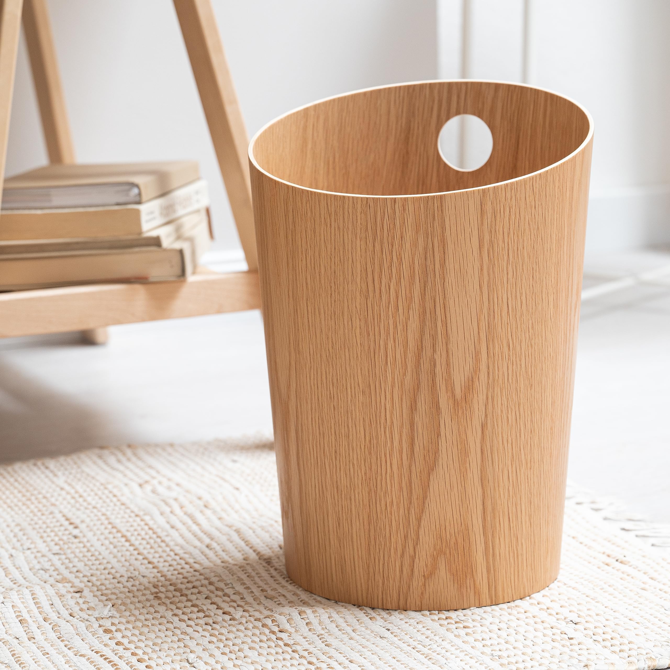 Kazai Bennet Real Wood Veneer Paper Bin – Oak Minimalist Waste Basket