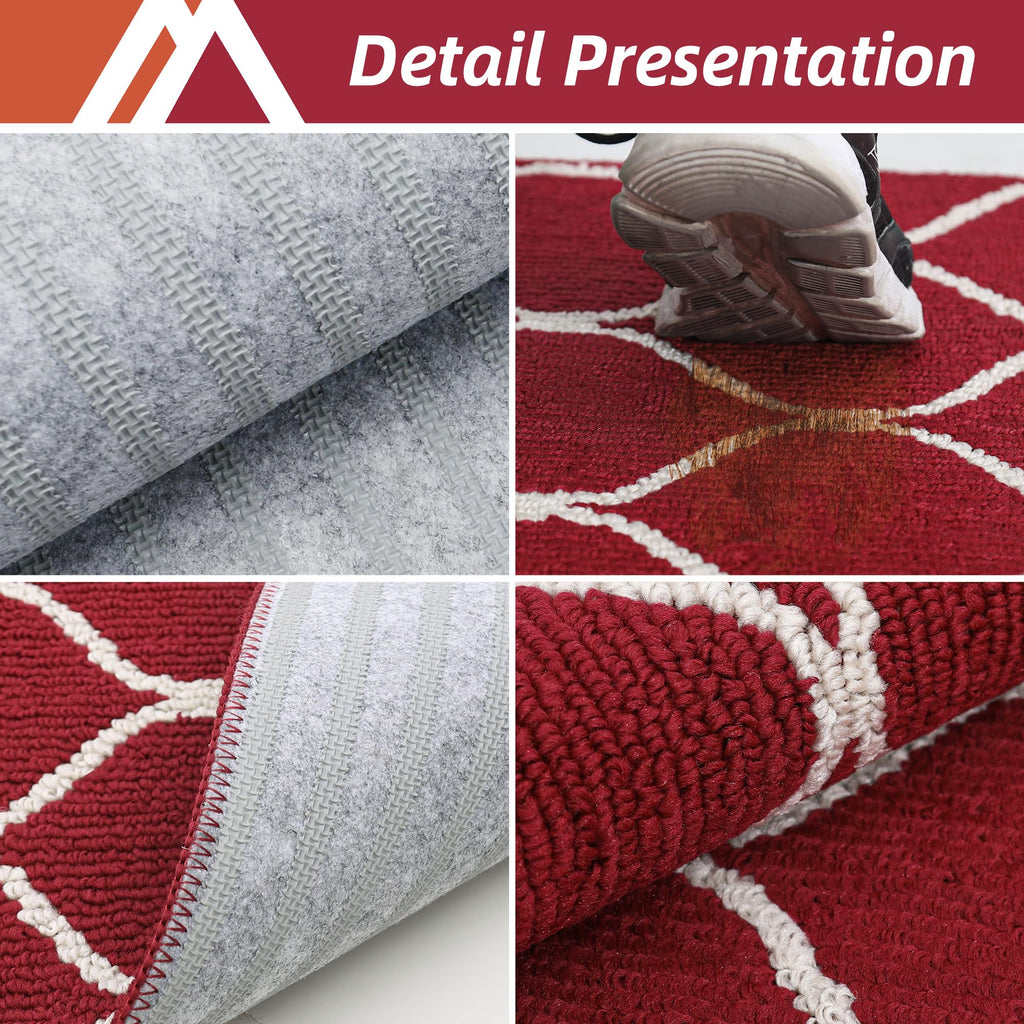 COSY HOMEER Kitchen Mat Runner – 60x180cm Non-Slip Washable Rug, Red