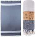 MyStilo Recycled Cotton Hamam Towel | Quick Dry Sauna & Beach Towel - Black