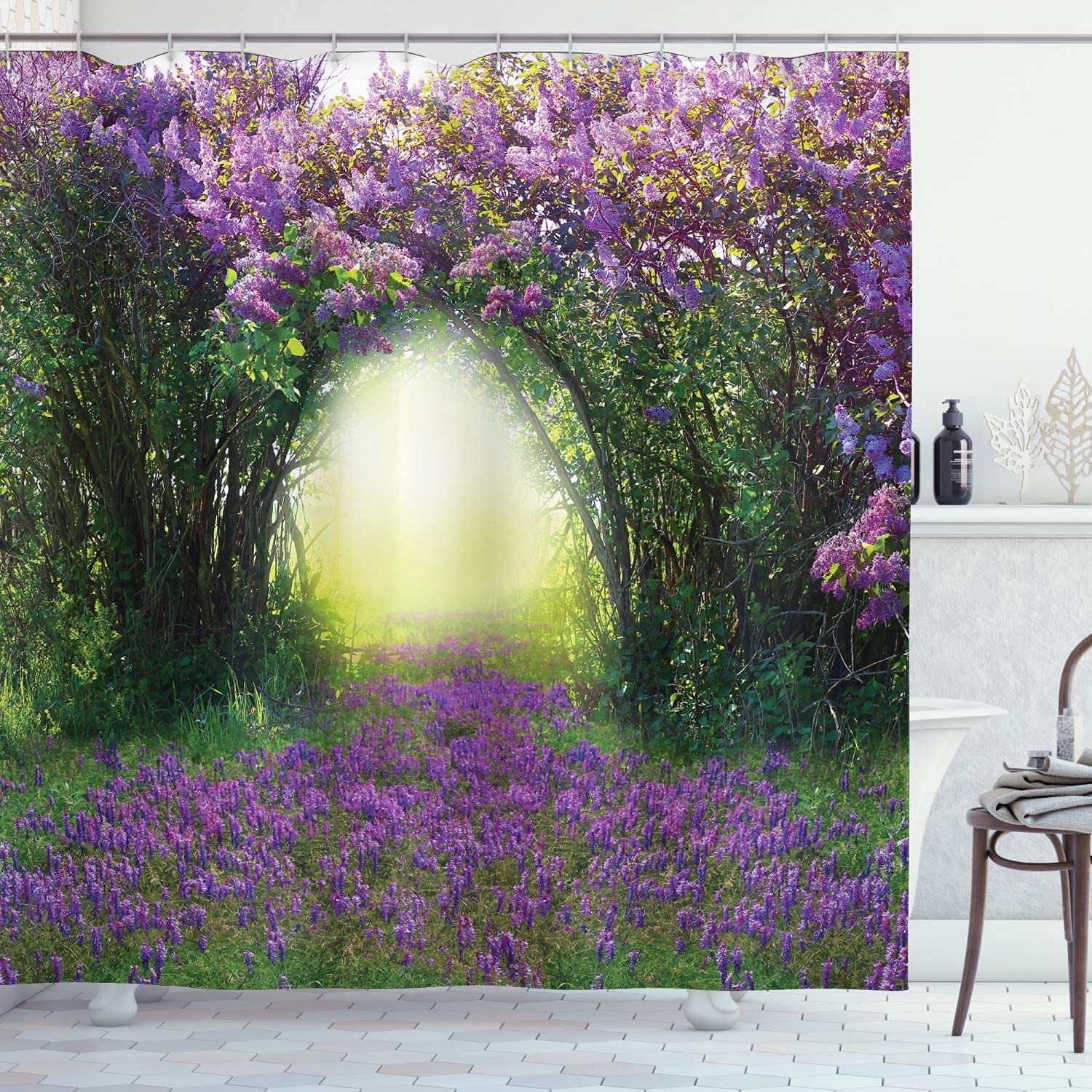 Lavender Garden 3D Shower Curtain | Waterproof Polyester – 71x71"