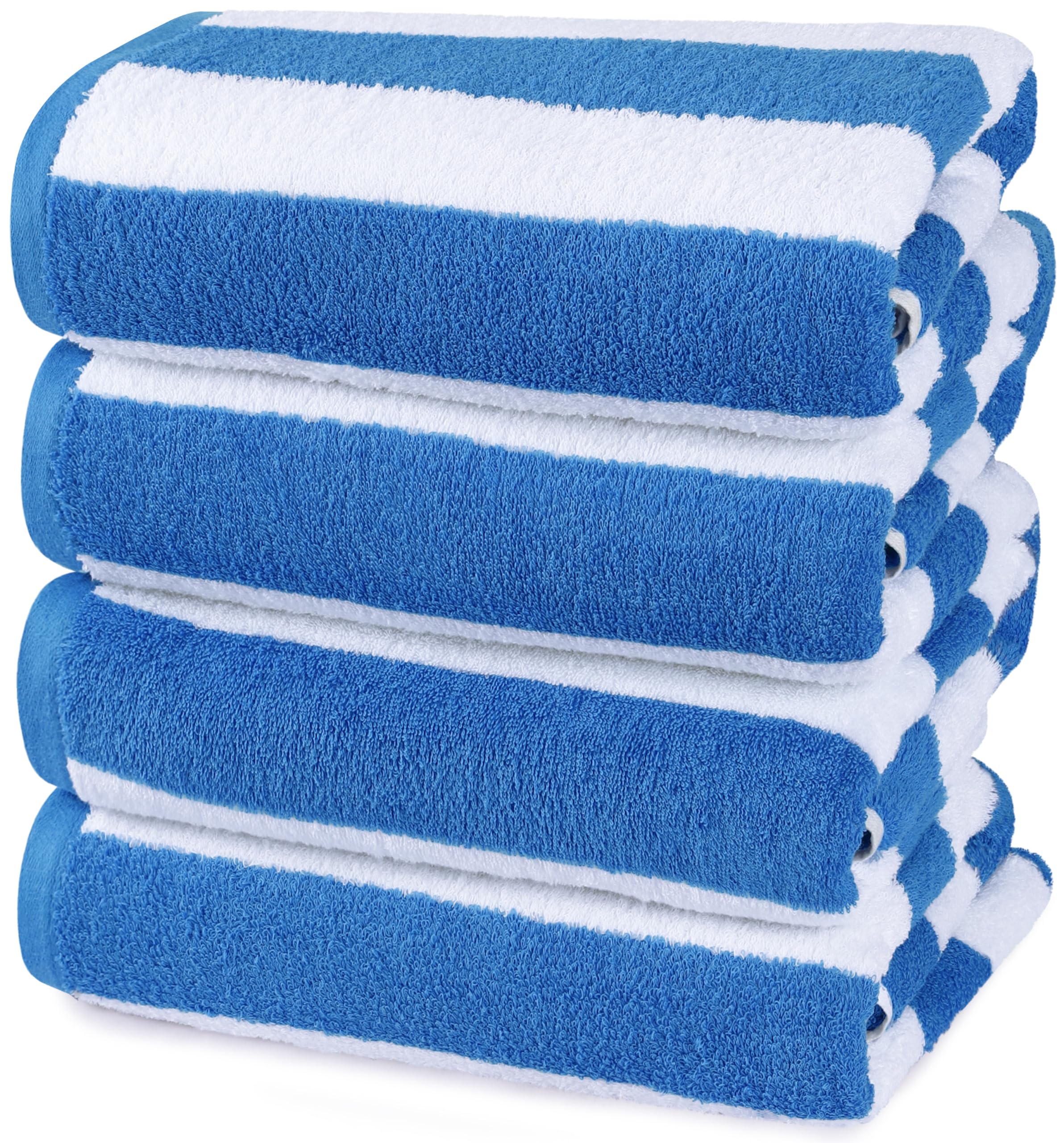 Utopia Towels Cabana Stripe Beach Towels | 100% Cotton Pool Towels - 4 Pack