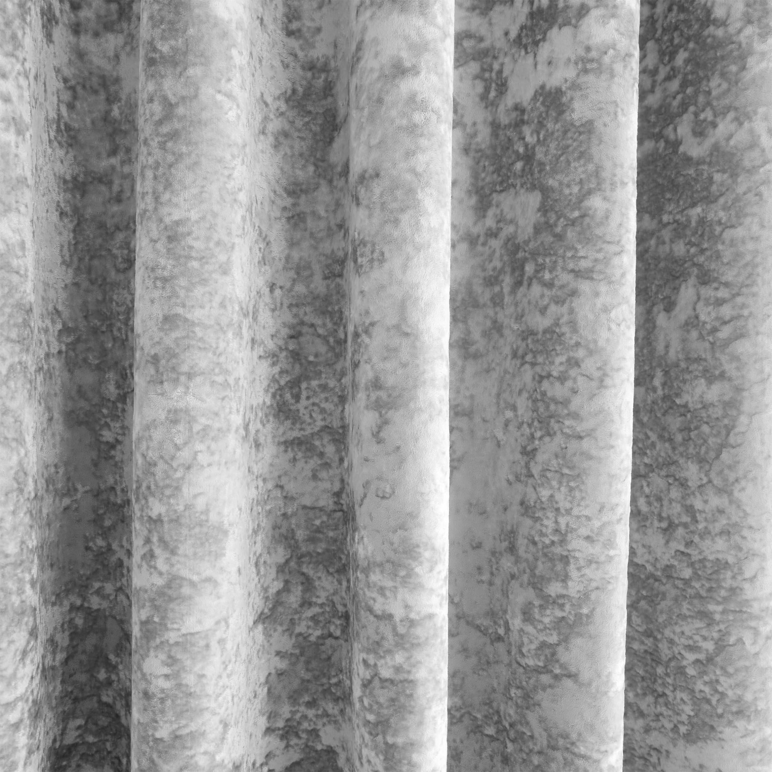 Catherine Lansfield Crushed Velvet Eyelet Curtains - Silver Grey 66x90