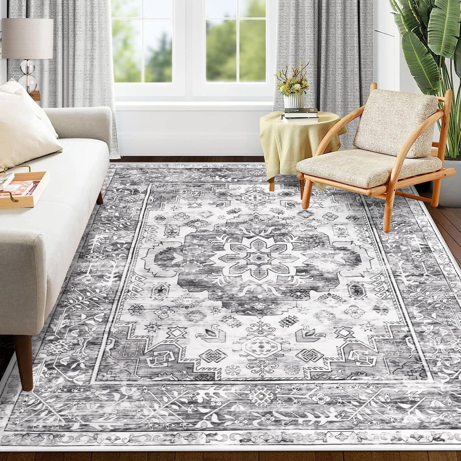 Enyhom Vintage Boho Area Rug – 120x180cm Machine Washable Non-Slip Carpet