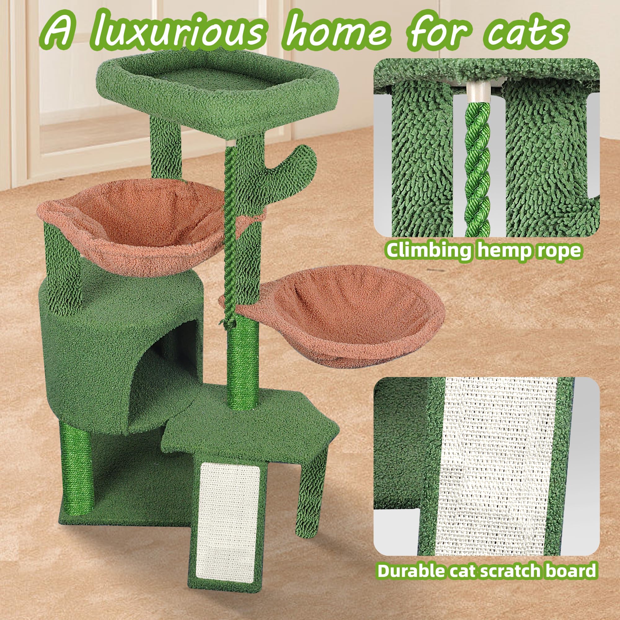 TWDEPART 95cm Cat Tree – Multi-Level Activity Centre with Condo & Hammocks