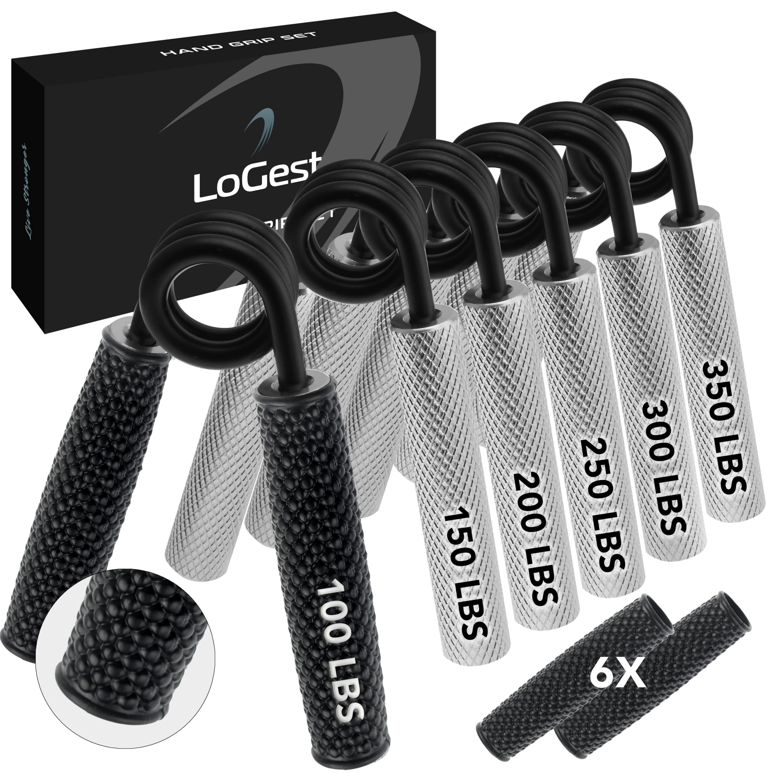 LoGest Metal Hand Grip Strengthener Set - 100-350LB Forearm Exerciser