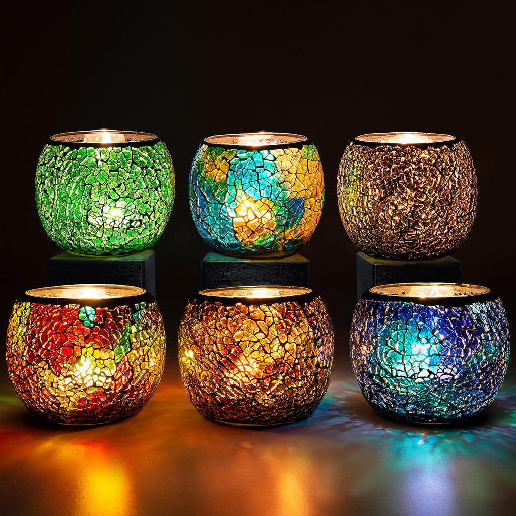 Larcenciel Mosaic Glass Candle Holder – Handmade Votive Set for Home Decor