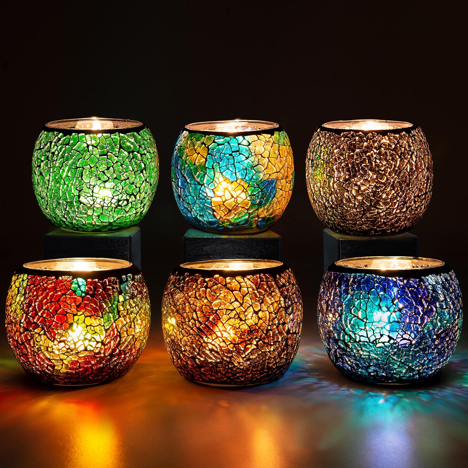 Larcenciel Mosaic Glass Candle Holder – Handmade Votive Set for Home Decor