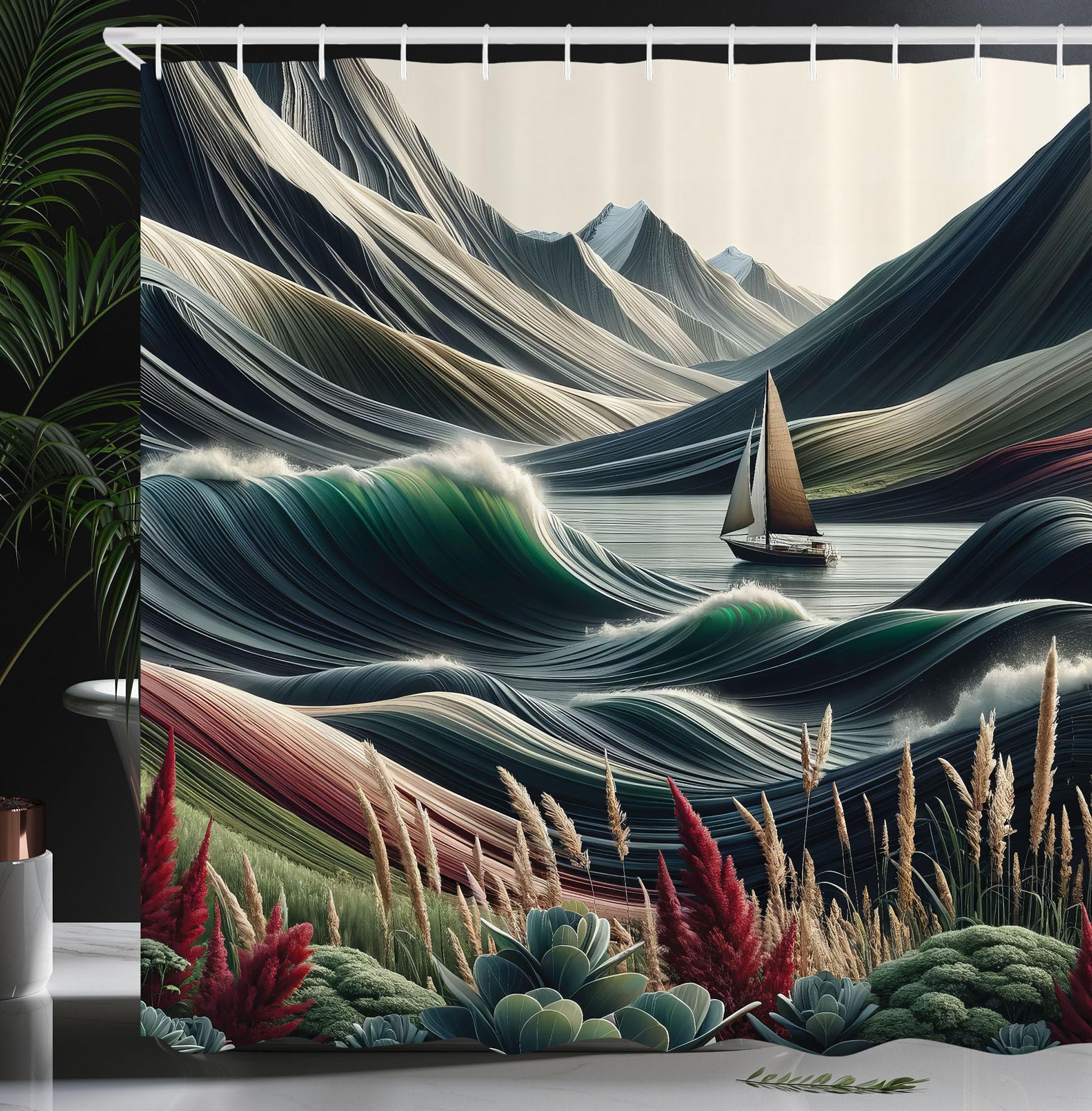 Abakuhaus Nautical Shower Curtain | Waterproof Fabric Decor | 175 x 200 cm