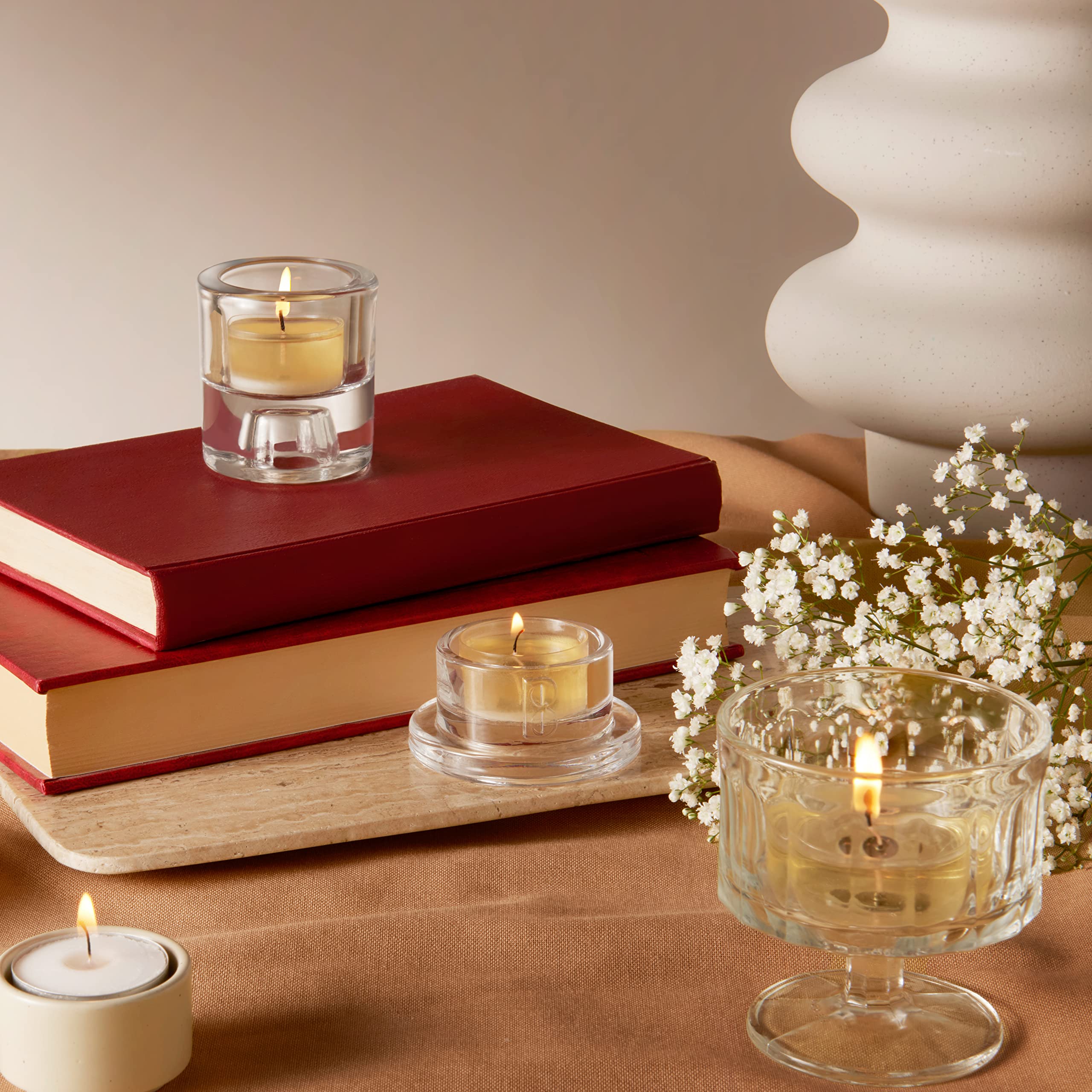 Bolsius White Tea Lights – 225 Pack – 8 Hour Burn Time – Natural Plant Wax
