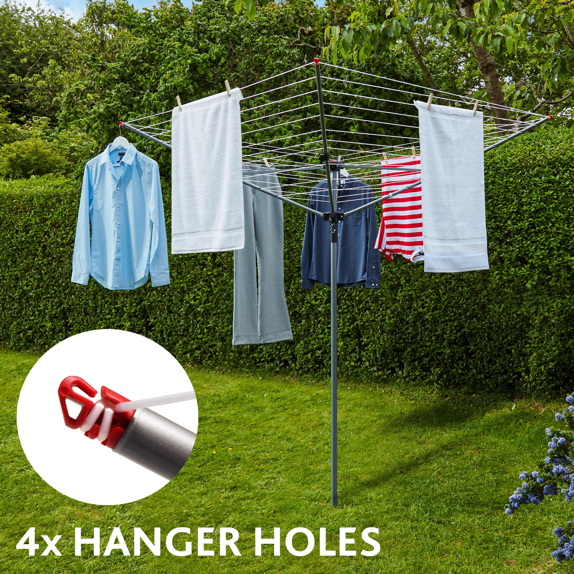 Vileda 4 Arm Rotary Dryer – 45m Outdoor Clothes Airer | Silver