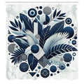 Abakuhaus Navy Blue Shower Curtain | Leaves & Palms Fabric Decor | 175x200cm