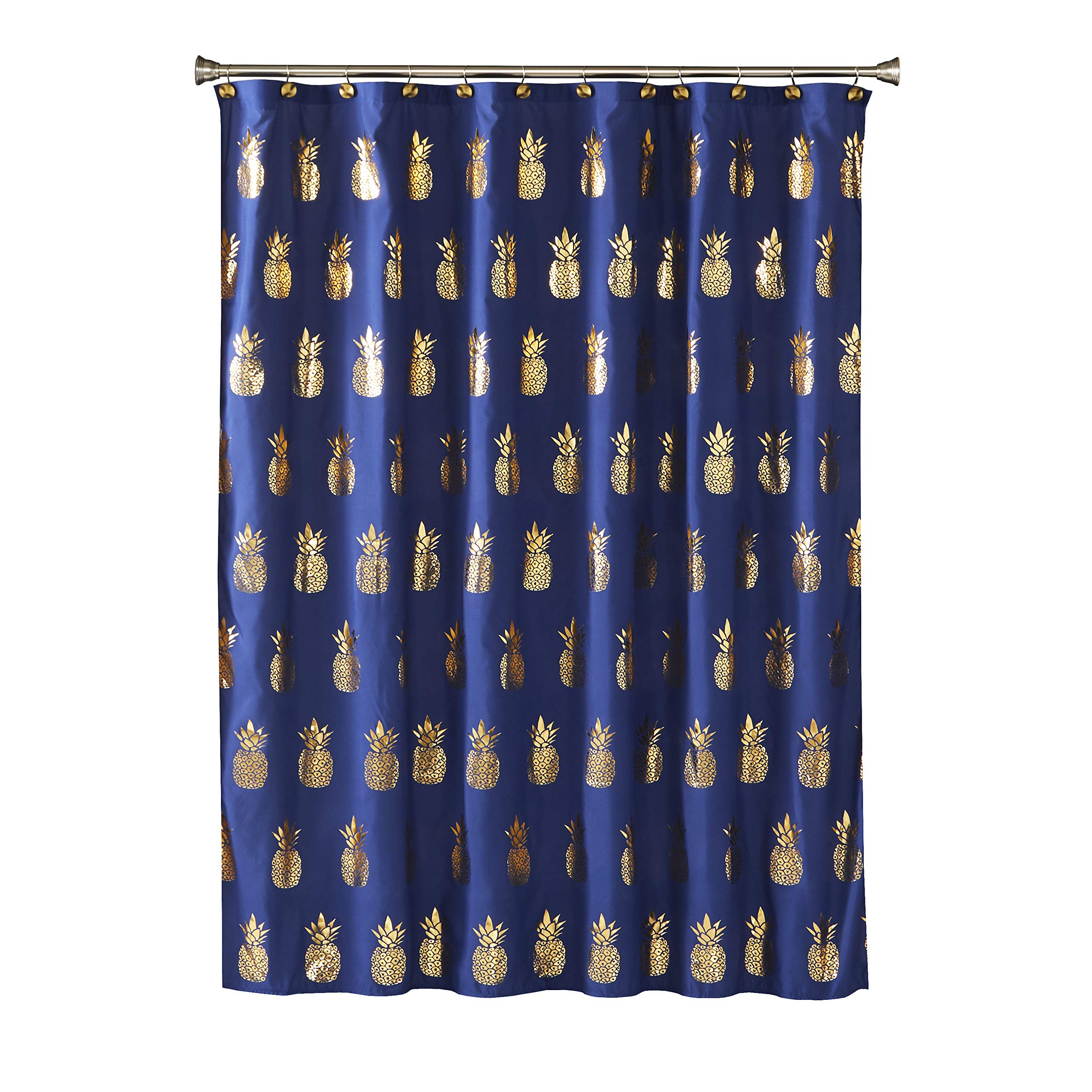 SKL Home Gilded Pineapple Fabric Shower Curtain - Navy & Gold, 72x72