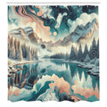 Abakuhaus Woodland Mountain Shower Curtain | Waterproof Fabric, Cadet Blue