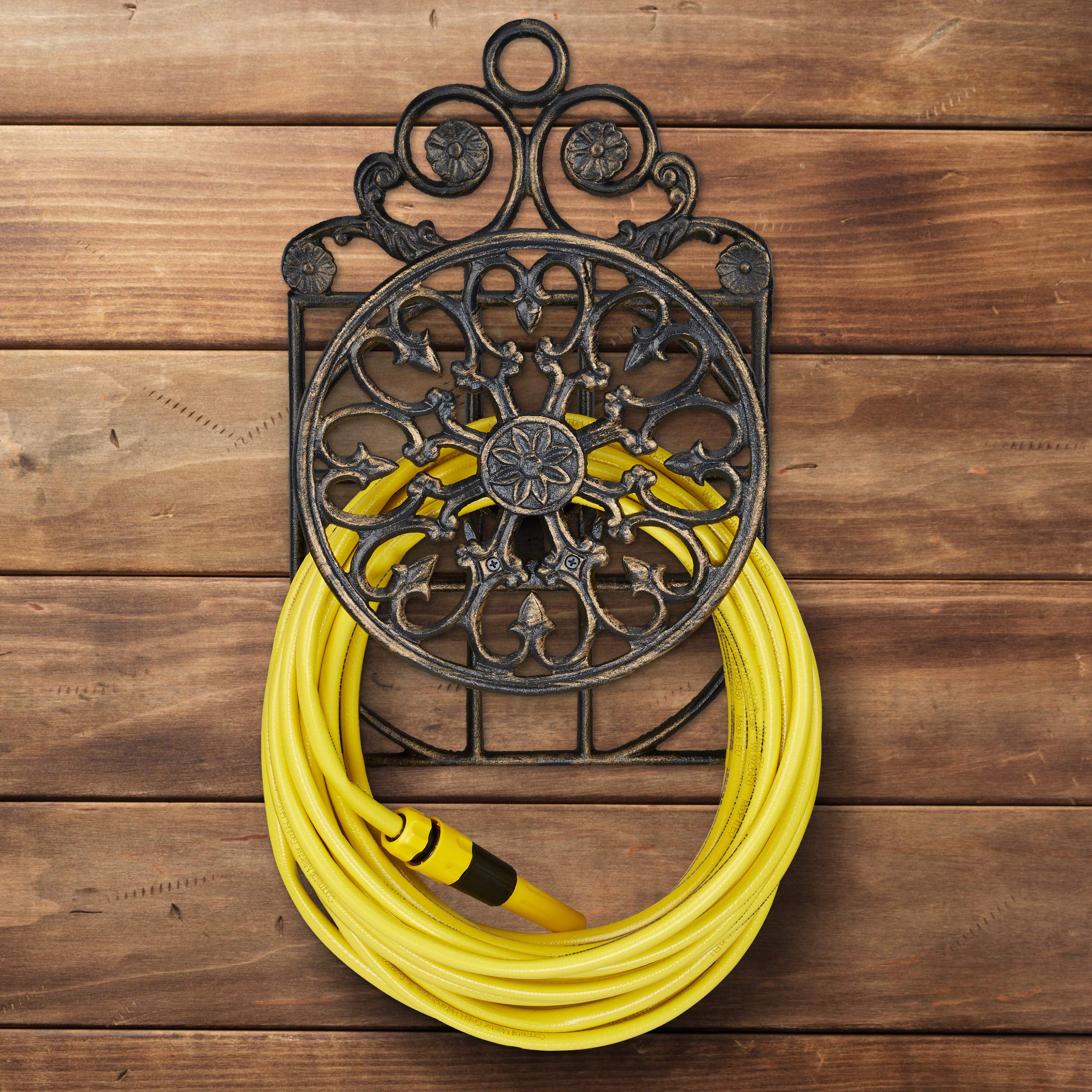 Relaxdays Antique Cast Iron Garden Hose Holder – Wall-Mounted, Bronze