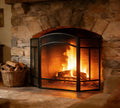 Kingson 3-Panel Arched Fireplace Spark Guard - Black Steel Mesh Screen
