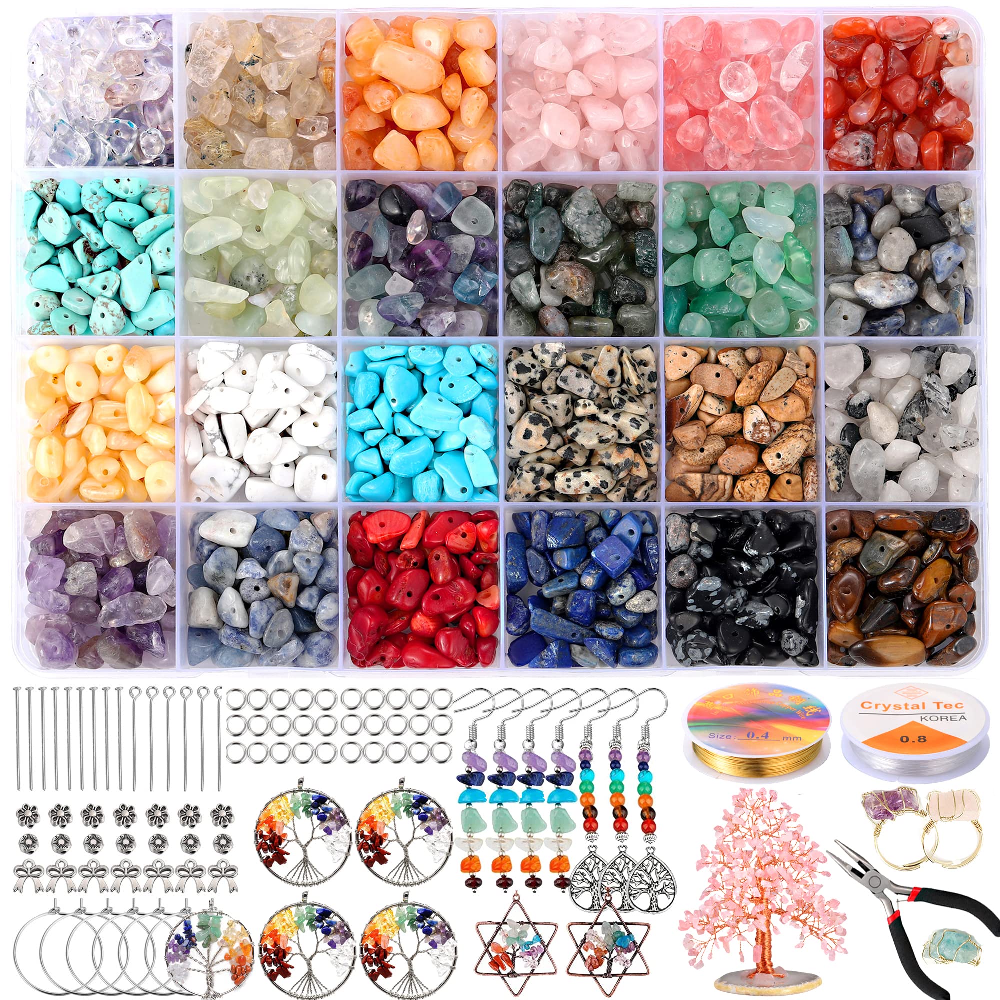 PRETOLE 1300+ Pcs Crystal Beads Jewelry Making Kit | 24 Color Gemstones
