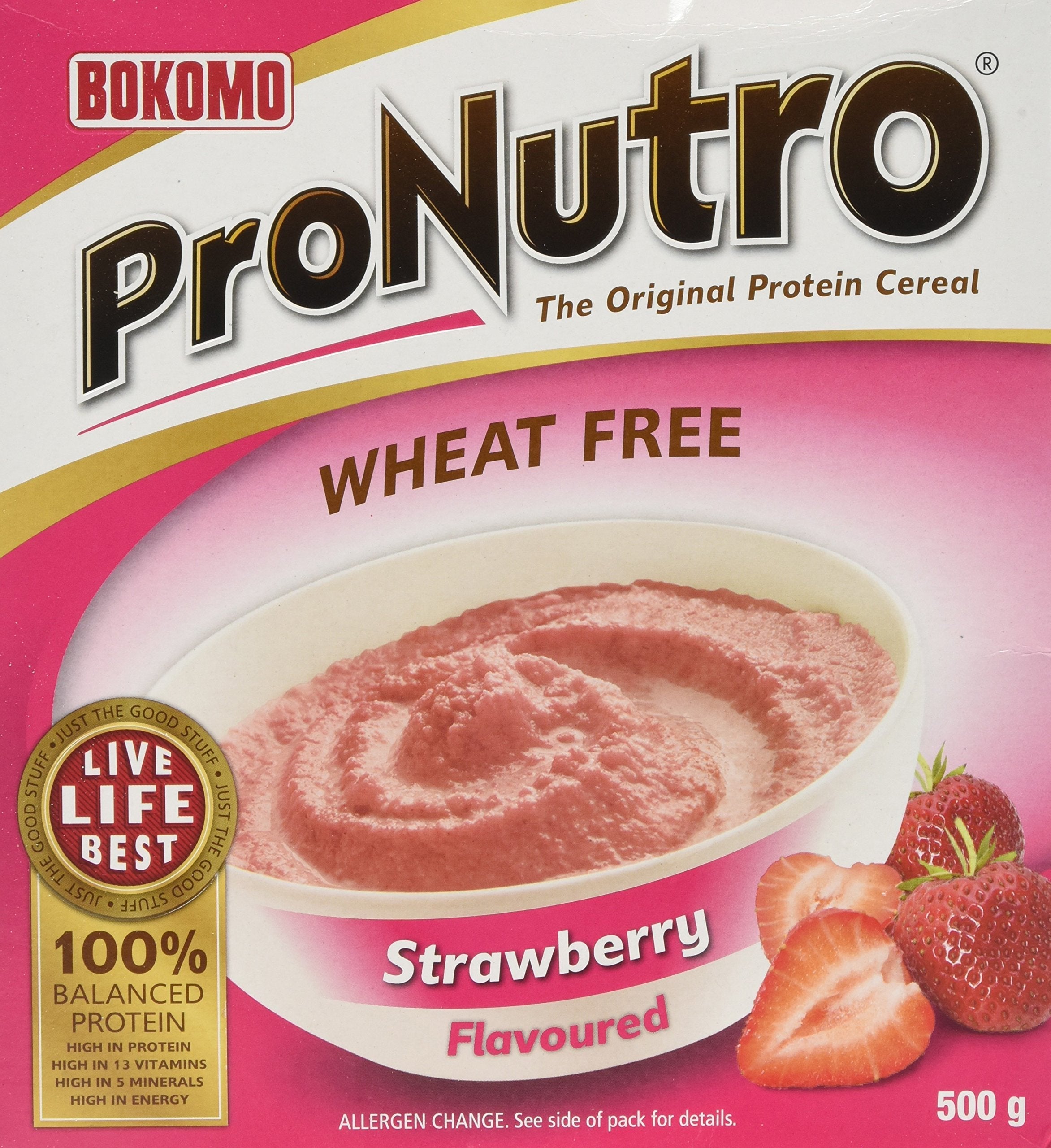 Bokomo ProNutro Strawberry Cereal - Wheat Free Soy & Maize (Pack of 2)