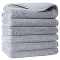 Polyte Microfibre Face Washcloths – Soft Exfoliating Towels, 6 Pack, Grey