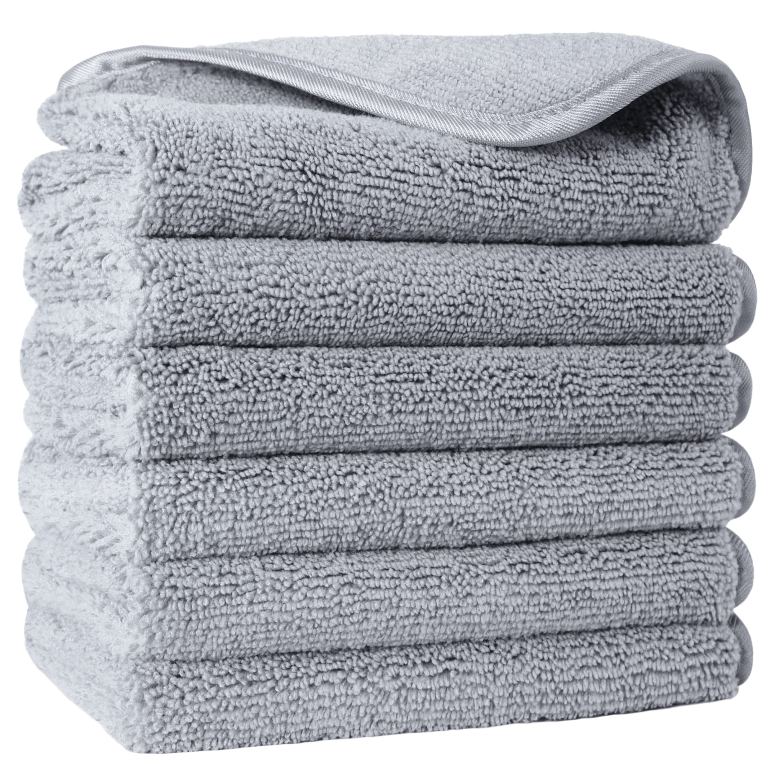 Polyte Microfibre Face Washcloths – Soft Exfoliating Towels, 6 Pack, Grey
