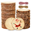 Hafuvool 35Pcs Pine Wood Slices for Crafts | 9-10cm Pre-drilled Log Discs