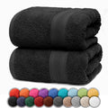 NatureMark 100% Cotton Bath Towels - Pack of 2, 500 g/m², 70x140cm, Black