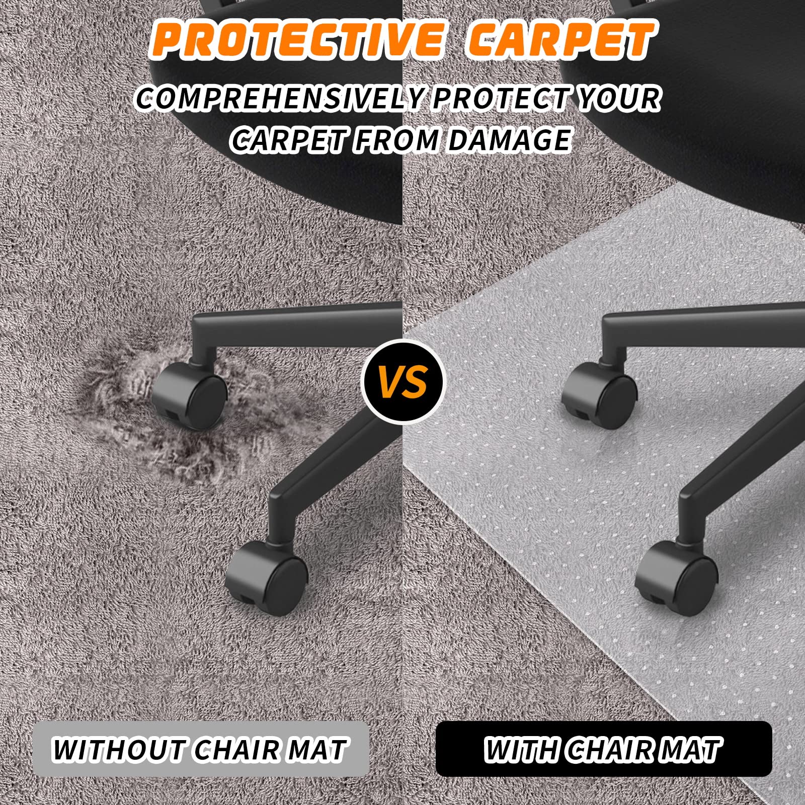 SHAREWIN Office Chair Mat for Carpet Floors – 120x90cm Clear PVC Protector
