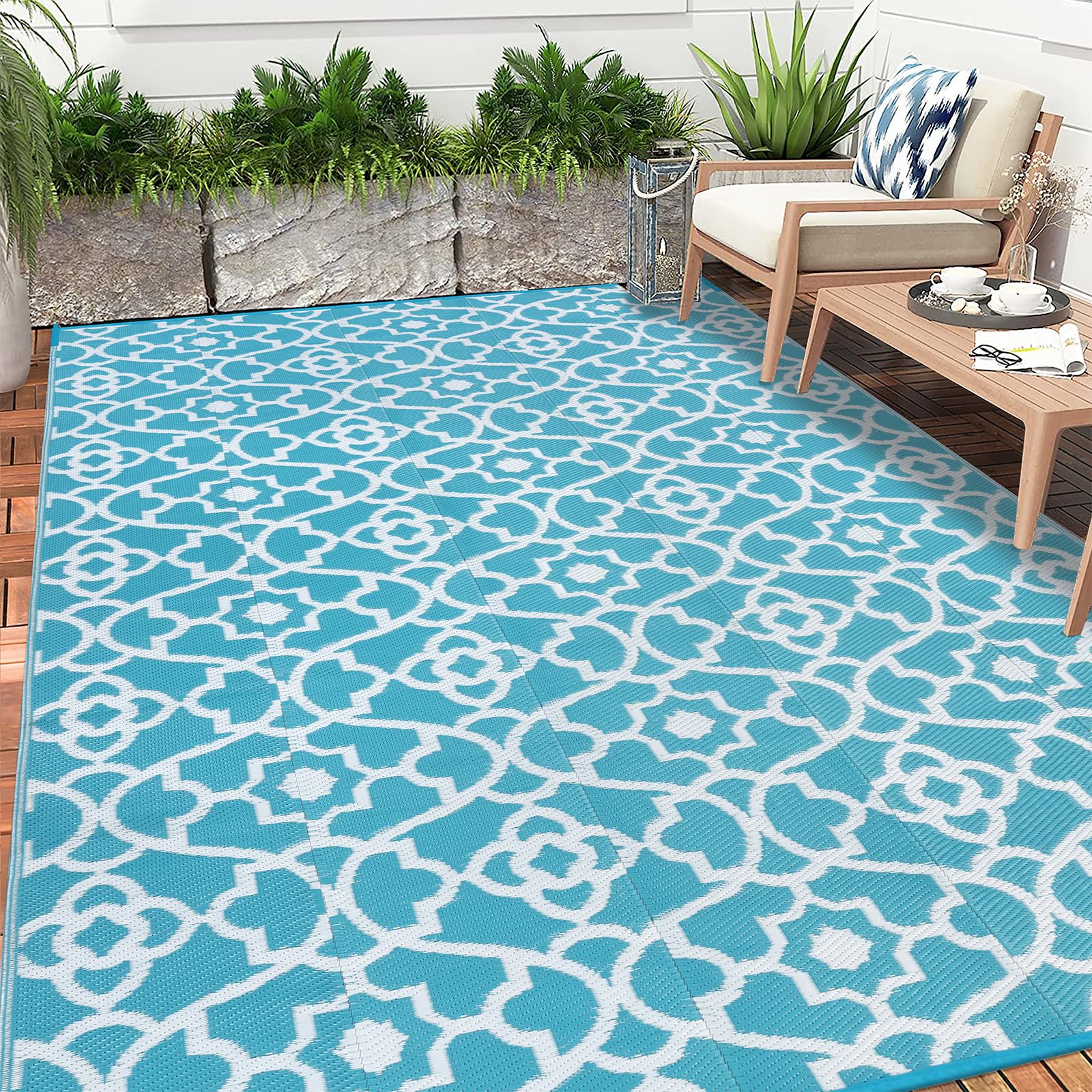 Enyhom Outdoor Rug | 180x270cm Reversible Waterproof Plastic Straw Mat