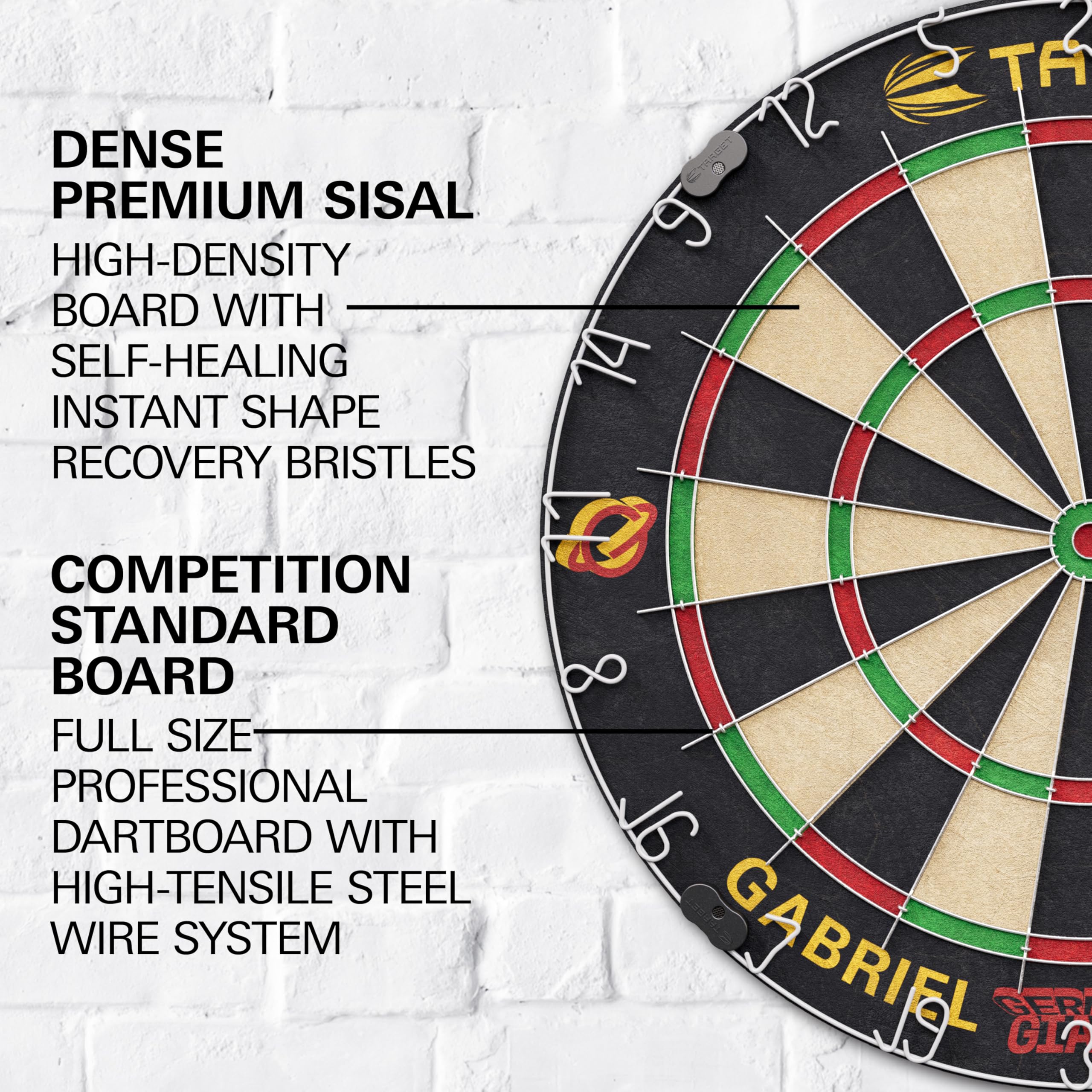 Target Darts Gabriel Clemens Dartboard Set | Sisal Board & 6 Steel Darts