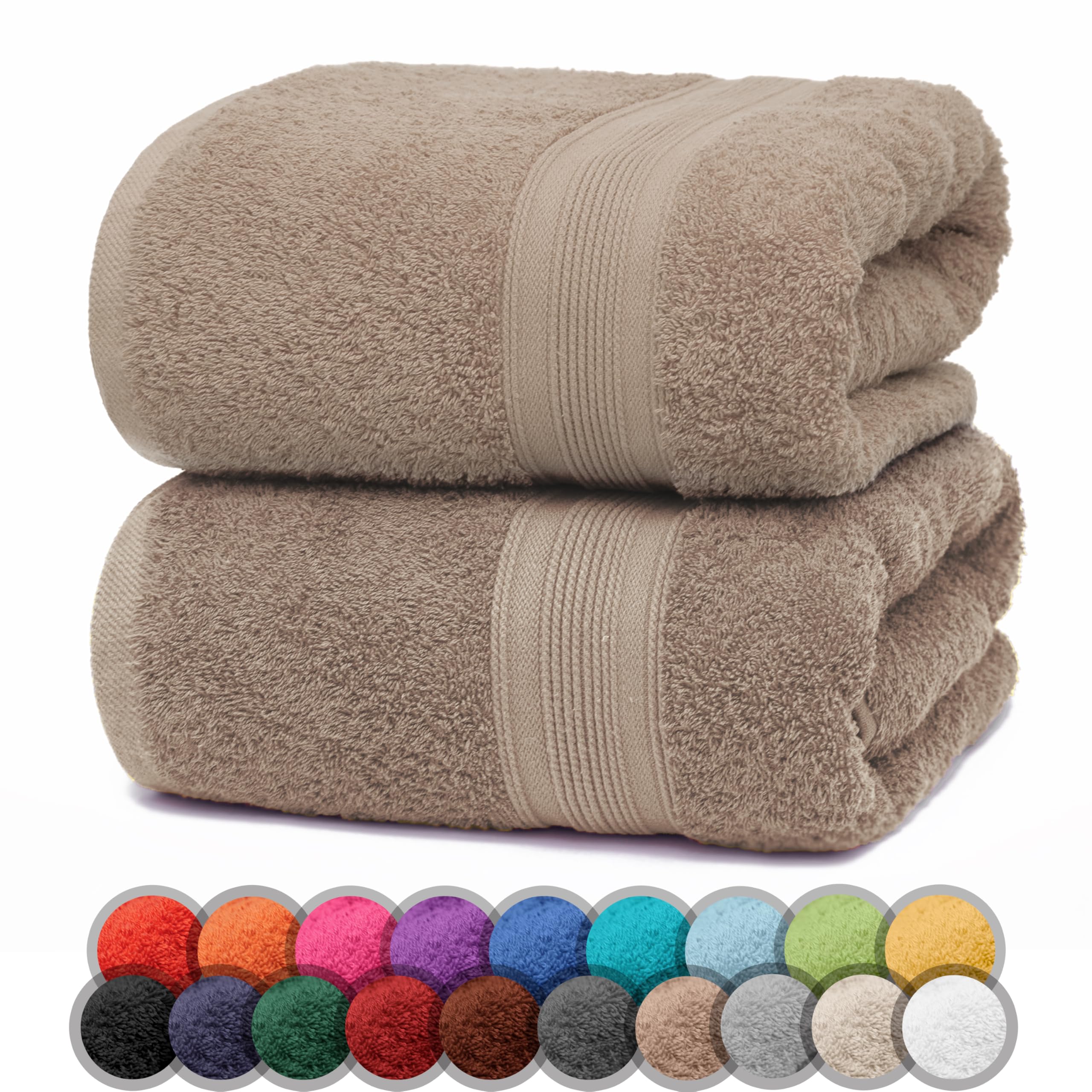 NatureMark 100% Cotton Bath Towels - Pack of 2, 500 g/m², Sand/Beige