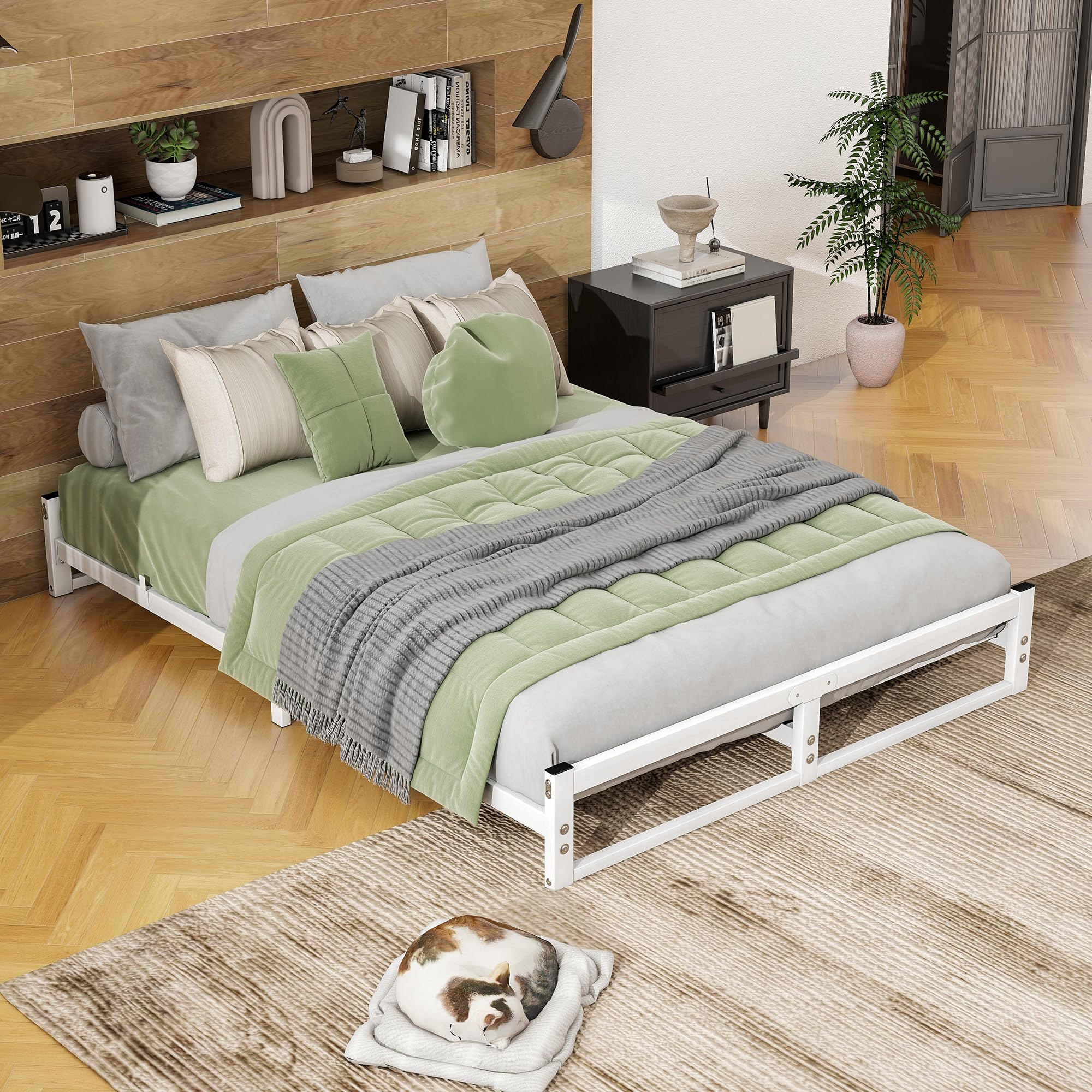 VECOCHO King Size Metal Platform Bed Frame | 6 Inch Low Profile Base