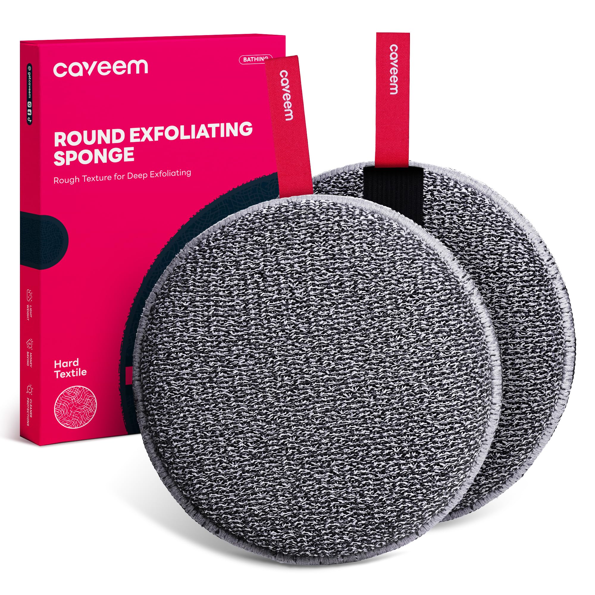 Caveem Extra Rough Exfoliating Body Scrubber | Deep Scrub Shower Sponge