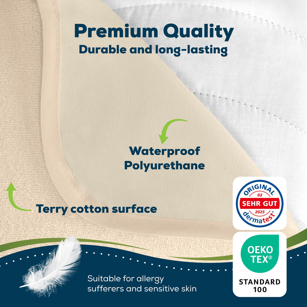 Sensalou Waterproof Mattress Protector 90 x 200 cm Beige – Mattress Cover for Single Bed - image 4