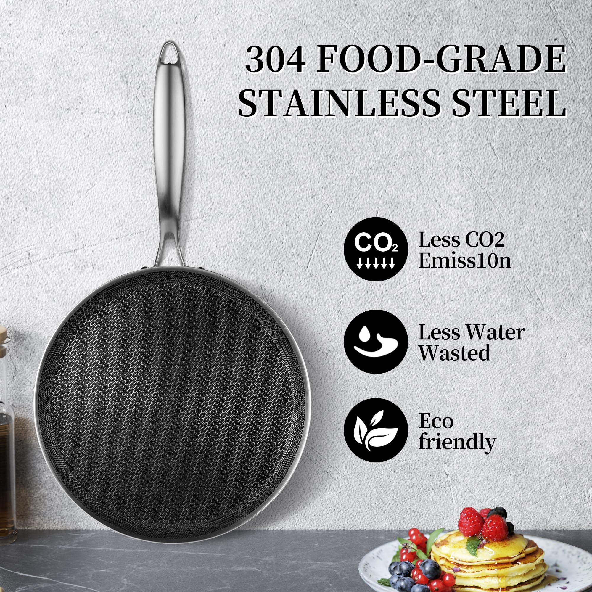 Innerwell Stainless Steel Crepe Pan – 26cm Nonstick Honeycomb Griddle