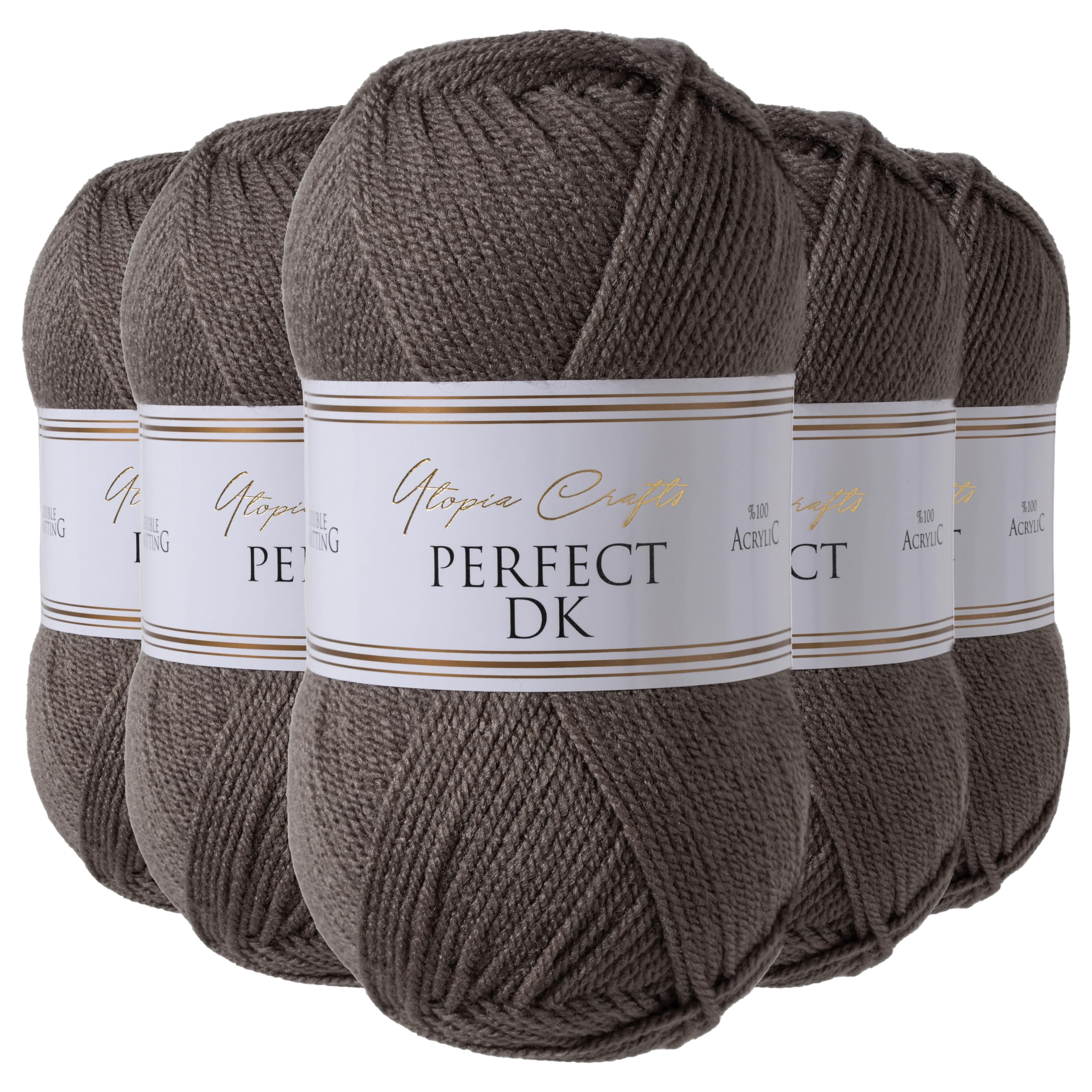 Utopia Crafts DK Double Knitting Yarn - 100% Acrylic, 5x100g (Steel Grey)
