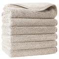 Polyte Microfibre Face Washcloths – 6 Pack Soft Exfoliating Towels, Beige