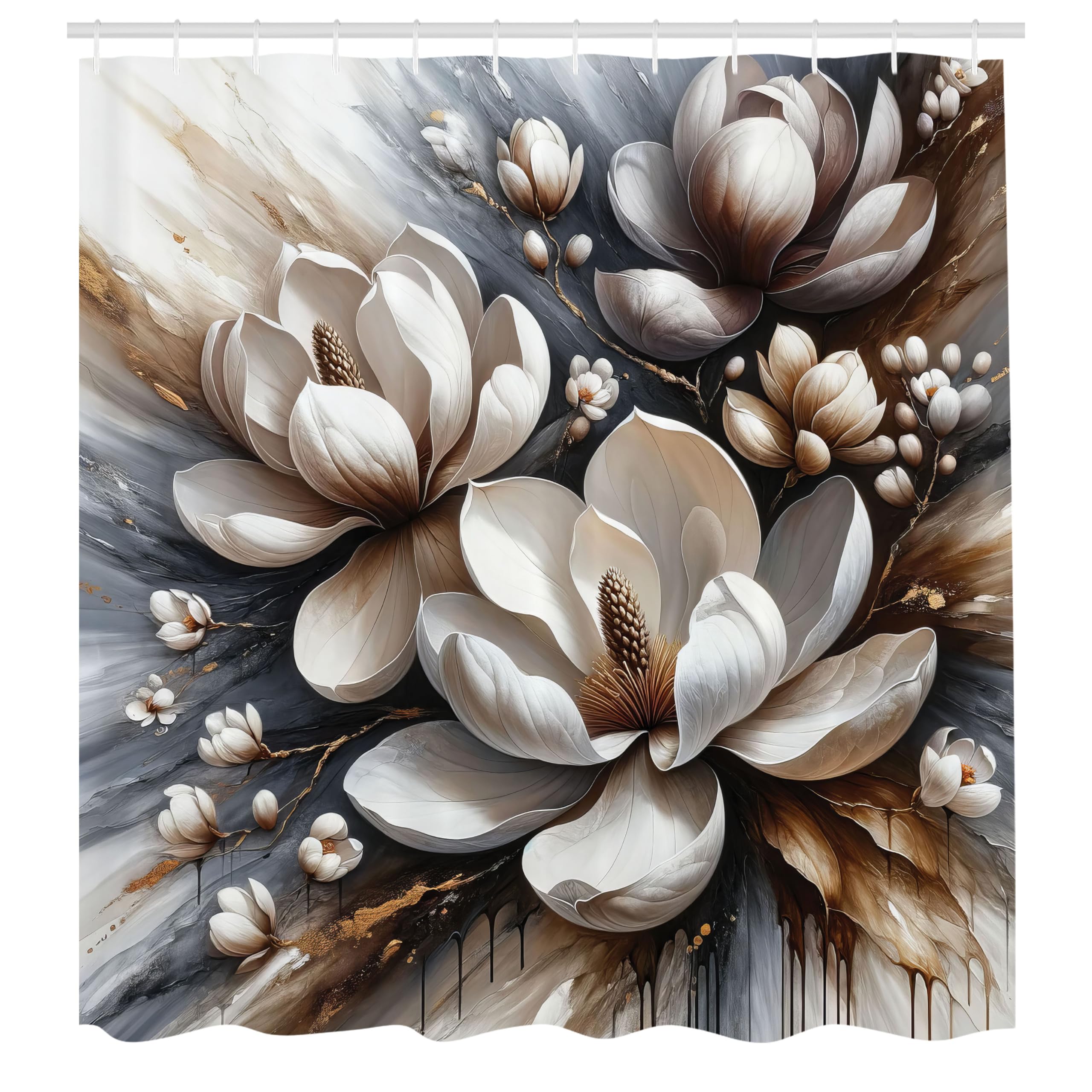 Abakuhaus Magnolia Petals Shower Curtain | Waterproof Fabric, 175 x 200 cm