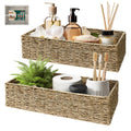 HOMESTEAD Seagrass Storage Baskets, Long Narrow Rectangular Wicker Baskets for Bedroom, Living Room, Bathroom, Shelves - Set of 2 - image 1